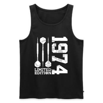 LIMITED EDITION 1974 DARTS 52. GEBURTSTAG - Männer Premium Bio Tank Top - Schwarz - Vorne - Michal (187cm)