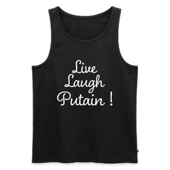 Live Laugh Meme Drole Humoristique - Débardeur bio Premium Homme - noir - Devant - AI Model Male 178 light (178cm)
