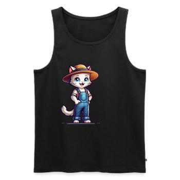 Cute Cat Farmer - Männer Premium Bio Tank Top - Schwarz - Vorne - Michal (187cm)