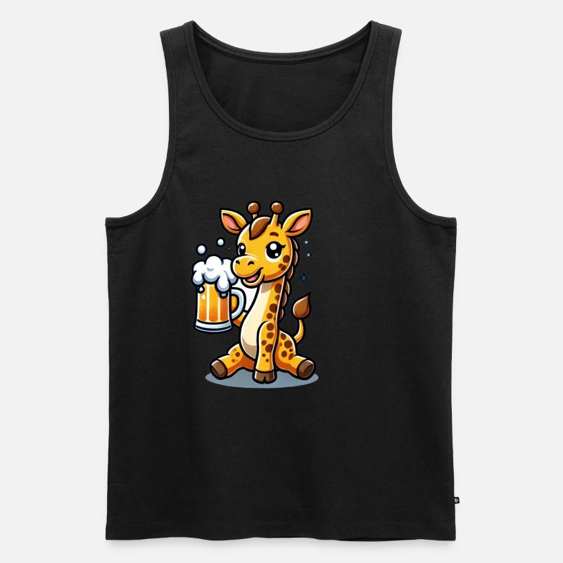 Cute Giraffe Drinking Beer 3 - Männer Premium Bio Tank Top - Schwarz