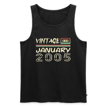 Vintage Janvier 2005 - Anniversaire Janvier 2005 - Débardeur bio Premium Homme - noir - Devant - Michal (187cm)