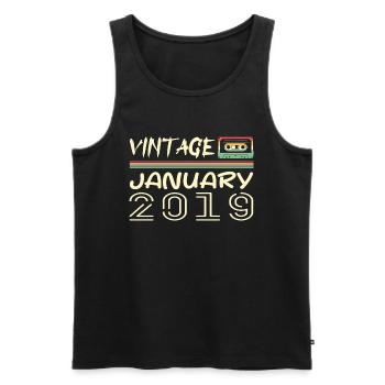 Vintage Janvier 2019 - Anniversaire Janvier 2019 - Débardeur bio Premium Homme - noir - Devant - Michal (187cm)