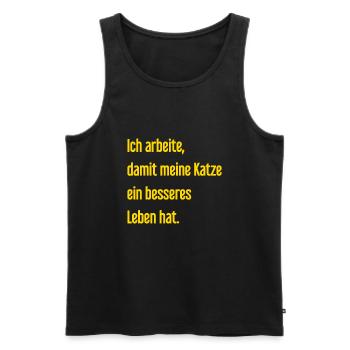 Für ein besseres Katzenleben arbeite ich! - Männer Premium Bio Tank Top - Schwarz - Vorne - Michal (187cm)
