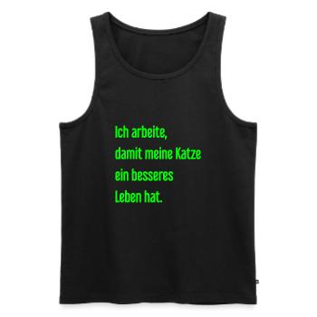 Für ein besseres Katzenleben arbeite ich! - Männer Premium Bio Tank Top - Schwarz - Vorne - Michal (187cm)