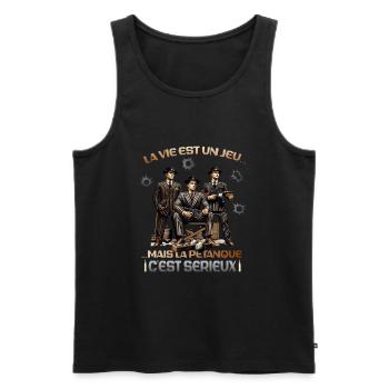La Pétanque C'est Sérieux - Humour Mafieux 1920 - Débardeur bio Premium Homme - noir - Devant - Michal (187cm)