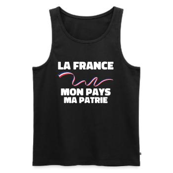 Patriote la france mon pays ma patrie - Débardeur bio Premium Homme - noir - Devant - AI Model Male 178 light (178cm)