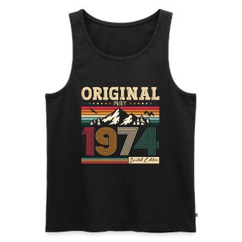 Original Mai 1974 Millésime 1974 Anniversaire 1974 - Débardeur bio Premium Homme - noir - Devant - Michal (187cm)