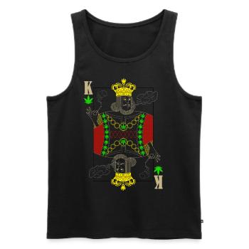 Cannabis reggae king playing card - Men's Premium Organic Tank Top - black - Front - AI Model Male 178 light (178cm)