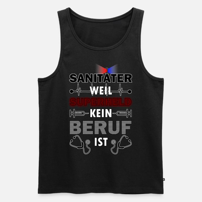 Superheld Beruf Sanitäter Geschenk - Männer Premium Bio Tank Top - Schwarz