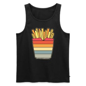 Vintage Pommes Frites Pommes Liebhaber Fast Food F - Männer Premium Bio Tank Top - Schwarz - Vorne - Michal (187cm)