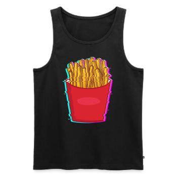 Pommes Frites Pommes Liebhaber Fast Food Fritte Ro - Männer Premium Bio Tank Top - Schwarz - Vorne - Michal (187cm)