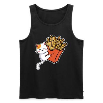 Pommes Frites Pommes Liebhaber Katze mit Pommes Tü - Männer Premium Bio Tank Top - Schwarz - Vorne - Michal (187cm)
