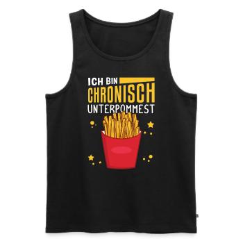 Ich bin chronisch UNTERPOMMEST - Pommes Fritten - Männer Premium Bio Tank Top - Schwarz - Vorne - Michal (187cm)