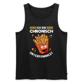 Ich bin chronisch UNTERPOMMEST - Pommes Fritten Ge - Männer Premium Bio Tank Top - Schwarz - Vorne - Michal (187cm)