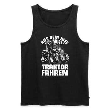 Aus Dem Weg Ich Muss Traktor Fahren Trecker Bauer - Männer Premium Bio Tank Top - Schwarz - Vorne - Michal (187cm)