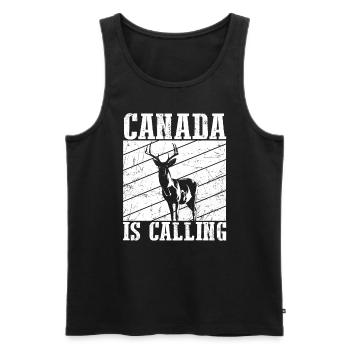 Canada Is Calling - Kanada Elch Elk Backpacker Wan - Männer Premium Bio Tank Top - Schwarz - Vorne - AI Model Male 178 light (178cm)