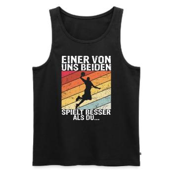Basketball - Einer von uns beiden spielt besser al - Männer Premium Bio Tank Top - Schwarz - Vorne - AI Model Male 178 light (178cm)