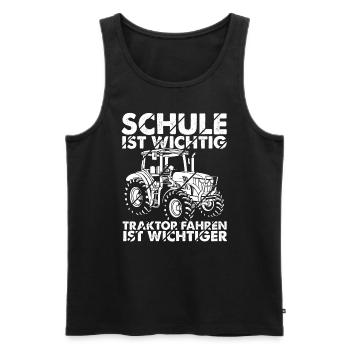Traktor Spruch Schule Ist Wichtig Traktor Jungen T - Männer Premium Bio Tank Top - Schwarz - Vorne - AI Model Male 178 light (178cm)
