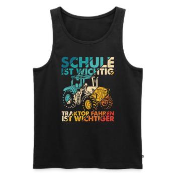 Traktor Spruch Schule Ist Wichtig Traktor Jungen T - Männer Premium Bio Tank Top - Schwarz - Vorne - AI Model Male 178 light (178cm)