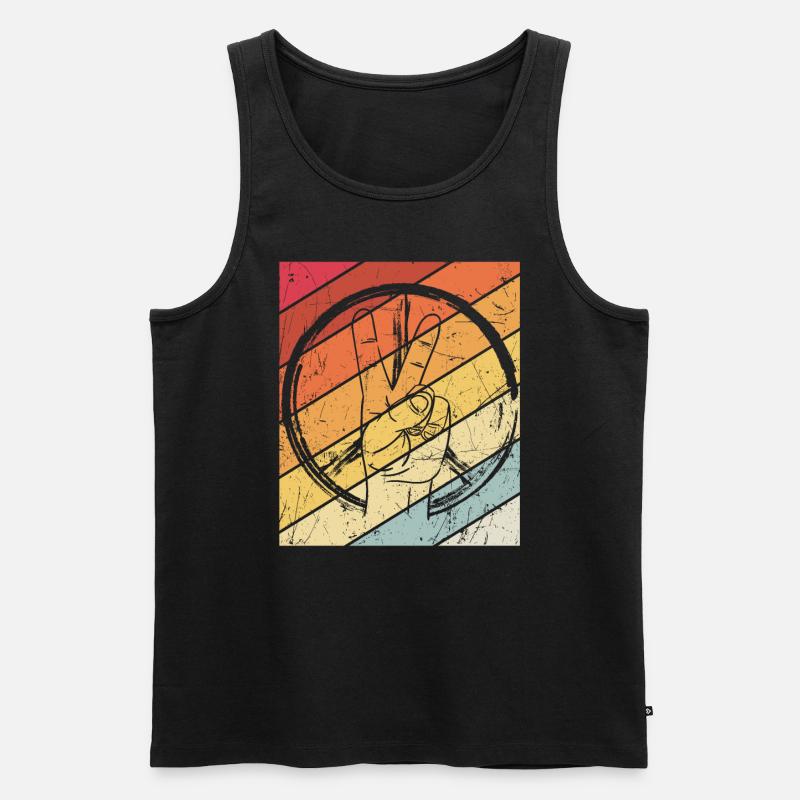 Friedenszeichen - Peace Frieden - Männer Premium Bio Tank Top - Schwarz
