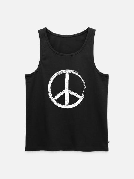 Friedenszeichen - Peace Frieden - Männer Premium Bio Tank Top - Schwarz