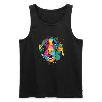 Golden Retriever Pop Art Motiv für Hundebesitzer G - Männer Premium Bio Tank Top - Schwarz - Vorne - Michal (187cm)