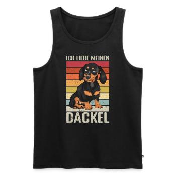 Dackel Hund Hundebesitzer Ich liebe meinen Dackel - Männer Premium Bio Tank Top - Schwarz - Vorne - Michal (187cm)