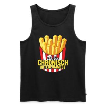 Ich bin chronisch UNTERPOMMEST - Pommes Fritten - Männer Premium Bio Tank Top - Schwarz - Vorne - Michal (187cm)