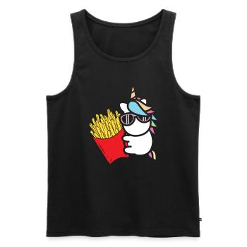 Pommes Frites Pommes Liebhaber Einhorn mit Pommes - Männer Premium Bio Tank Top - Schwarz - Vorne - Michal (187cm)