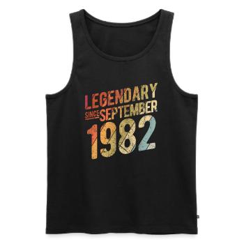 40th Birthday Gift Legendary Since September 1982 - Männer Premium Bio Tank Top - Schwarz - Vorne - AI Model Male 178 light (178cm)