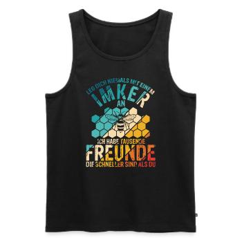 Imker Bienen Leg dich niemals mit einem Imker an G - Männer Premium Bio Tank Top - Schwarz - Vorne - AI Model Male 178 light (178cm)