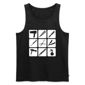 Friseur Vintage Friseur Retro Geschenk Barber Desi - Männer Premium Bio Tank Top - Schwarz - Vorne - Michal (187cm)