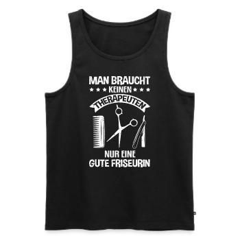 Keinen Therapeuten nur einen guten Friseur Spruch - Männer Premium Bio Tank Top - Schwarz - Vorne - Michal (187cm)