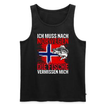 Ich muss nach NORWEGEN - Fische vermissen mich Ges - Männer Premium Bio Tank Top - Schwarz - Vorne - Michal (187cm)