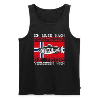 Ich muss nach NORWEGEN - Fische vermissen mich Ges - Männer Premium Bio Tank Top - Schwarz - Vorne - Michal (187cm)