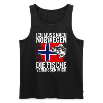 Urlaub Elche NORWEGEN die Fische vermissen mich An - Männer Premium Bio Tank Top - Schwarz - Vorne - AI Model Male 178 light (178cm)