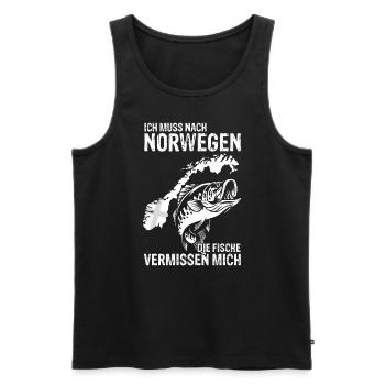 Ich muss nach NORWEGEN - Fische vermissen mich Ges - Männer Premium Bio Tank Top - Schwarz - Vorne - Michal (187cm)