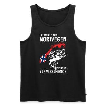 Urlaub Elche NORWEGEN die Fische vermissen mich An - Männer Premium Bio Tank Top - Schwarz - Vorne - AI Model Male 178 light (178cm)