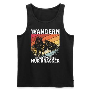 Wandern ist wie spazieren, nur krasser - Wanderer - Männer Premium Bio Tank Top - Schwarz - Vorne - Michal (187cm)