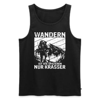 Wandern ist wie spazieren, nur krasser - Wanderer - Männer Premium Bio Tank Top - Schwarz - Vorne - Michal (187cm)