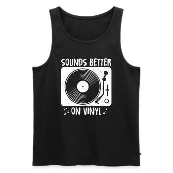 Retro Schallplatten Vinyl Plattenspieler - Männer Premium Bio Tank Top - Schwarz - Vorne - AI Model Male 178 light (178cm)