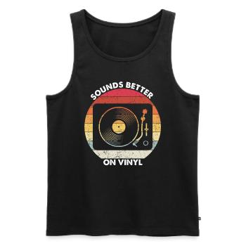 Retro Schallplatten Vinyl Plattenspieler - Männer Premium Bio Tank Top - Schwarz - Vorne - Michal (187cm)