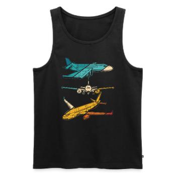 Retro Flugzeugführer Fliegen Vintage Flugzeug Pilo - Männer Premium Bio Tank Top - Schwarz - Vorne - Michal (187cm)