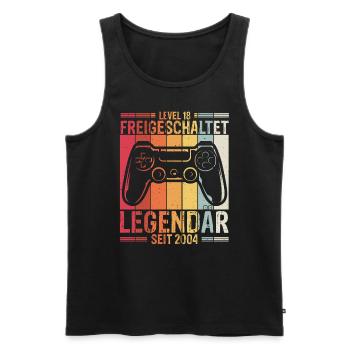 LEVEL 18 Freigeschaltet Legedär Seit 2004 - Videos - Männer Premium Bio Tank Top - Schwarz - Vorne - AI Model Male 178 light (178cm)