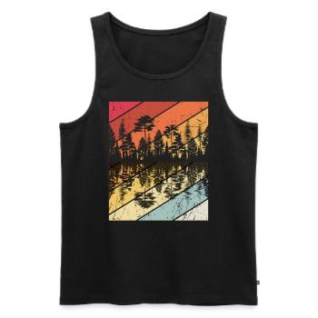 Wald Forrest Camping Vintage Baum Design Retro Lie - Männer Premium Bio Tank Top - Schwarz - Vorne - Michal (187cm)