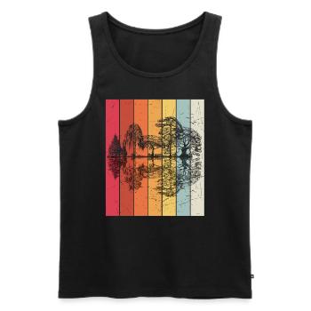 Wald Forrest Vintage Design Retro Natur Wanderer L - Männer Premium Bio Tank Top - Schwarz - Vorne - Michal (187cm)