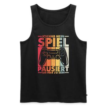 Ich Habe Mein Spiel Pausiert Um Hier Zu Sein Spiel - Männer Premium Bio Tank Top - Schwarz - Vorne - Michal (187cm)