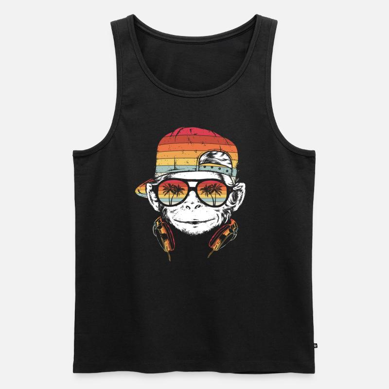 Monkey Cooler Affe DJ Kopfhörer Geschenkidee Party - Männer Premium Bio Tank Top - Schwarz