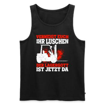 Verneigt Euch Ihr Luschen Der Lagergott Ist Jetzt - Männer Premium Bio Tank Top - Schwarz - Vorne - AI Model Male 178 light (178cm)