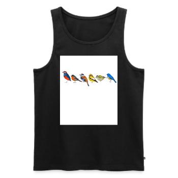 Vogelmotiv Vögel Amsel Rotkehlchen Geschenk Vogelf - Männer Premium Bio Tank Top - Schwarz - Vorne - Michal (187cm)